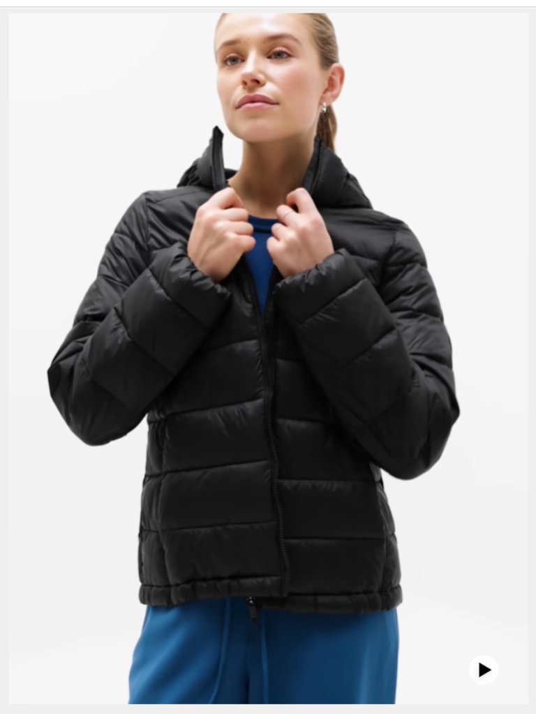 Athleta Aire Puffer Jacket Black Sz Med